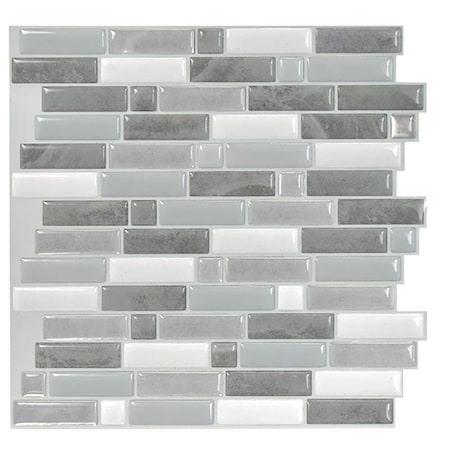 Smart Tiles Smart Tiles 9.36 in. W X 9.73 in. L Gray/White Mosaic Vinyl Adhesive Wall Tile 4 pc SM1111G-04-QG